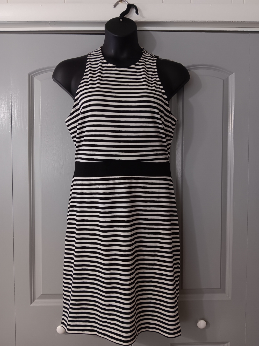 H&M Black and White Striped Open Back Dress